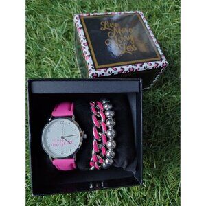 Pink Watch Set Today Will Be Awesome Wrist Watch Bracelet Set Gift Box
